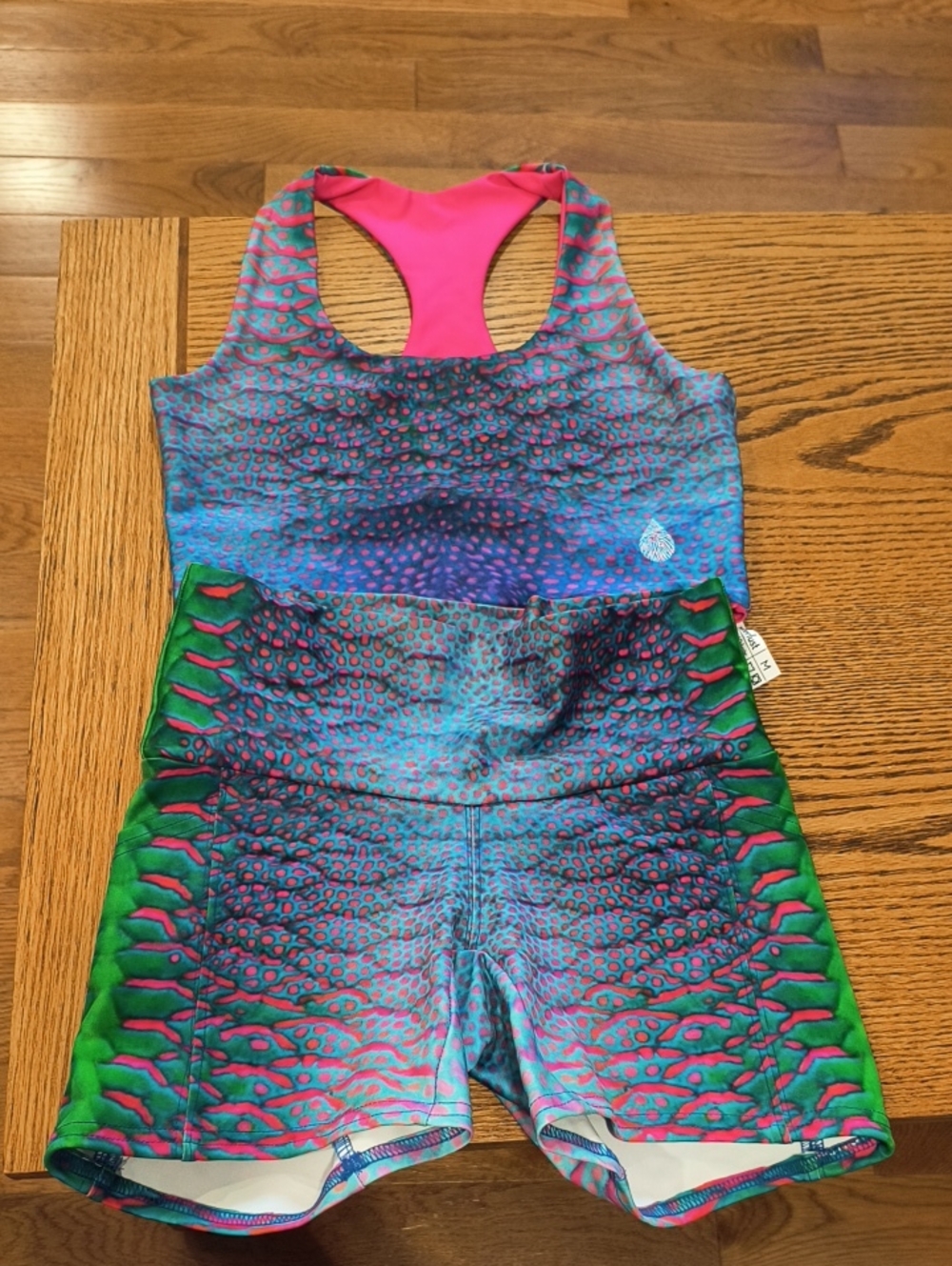 Women's Pink & Blue Patterned Swim Suit Two Piece Set